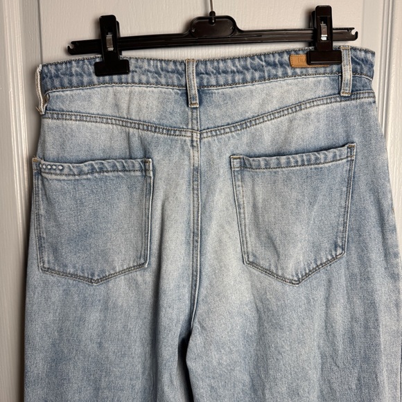 Blank NYC The Franklin Ribcage Wide Leg Jeans Sz 31 Light Wash Whiskering‎ READ - Picture 7 of 14
